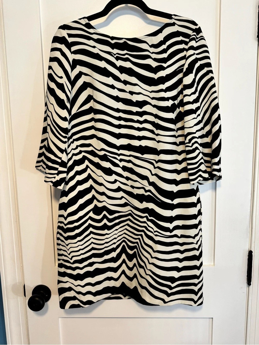 Trina Turk Lesley Dress Zebra Print Black & White Size 8